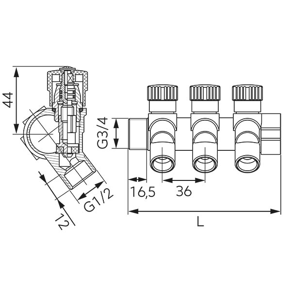 3/4” x 1/2” sanitary manifold