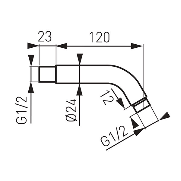 G1/2 L=120 mm shower arm for shower head