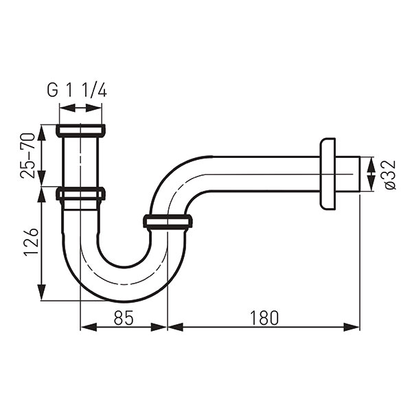 G 1 1/4”x32 mm tube trap