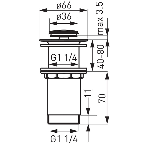 G5/4 tall drain valve for vassel lavatories