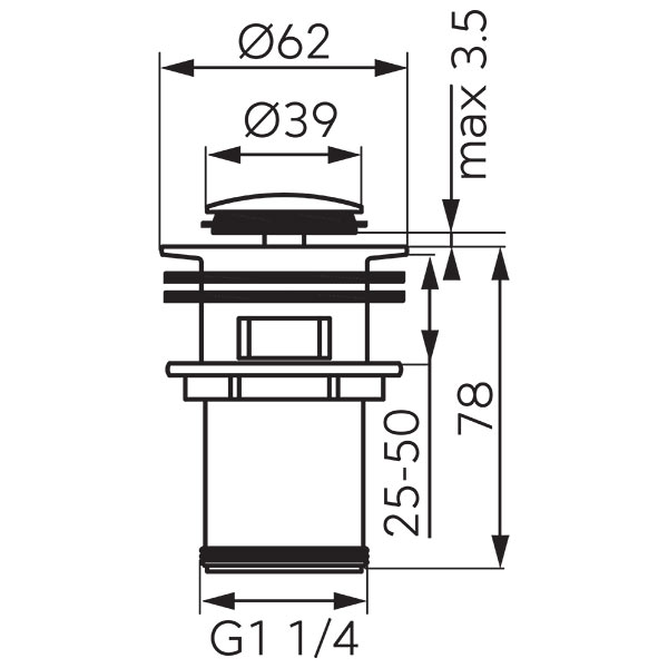 Ventil click-clack D1 1/4”