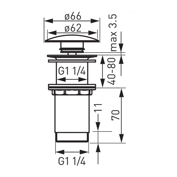 G5/4 visoki odljevni ventil za visoke umivaonike