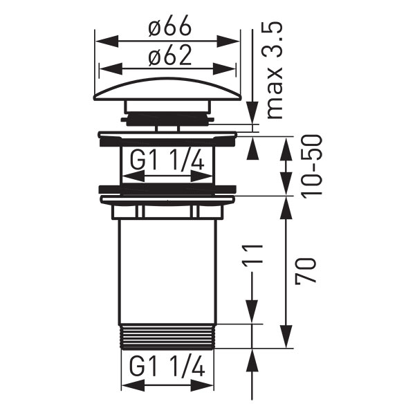 Rotondo - ventil click-clack D1 1/4”