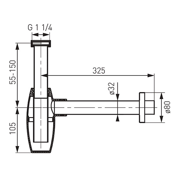 G 1 1/4”x32 mm oval trap