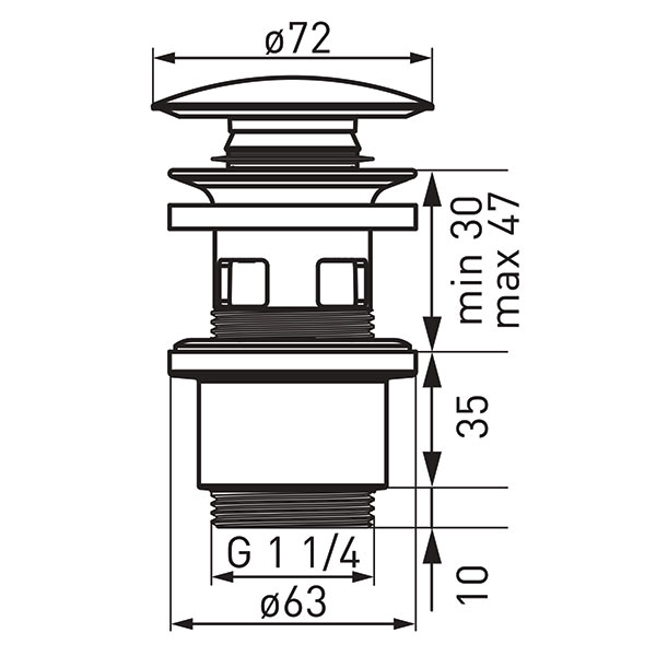 Ventil click-clack cu dop ceramic alb D1 1/4”