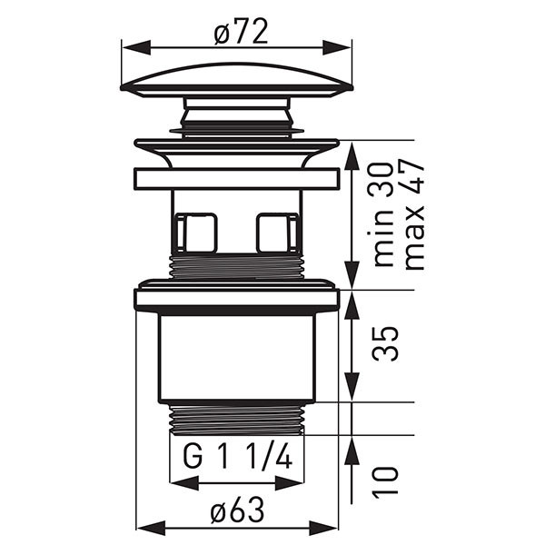 Ventil click-clack cu dop ceramic negru D1 1/4”