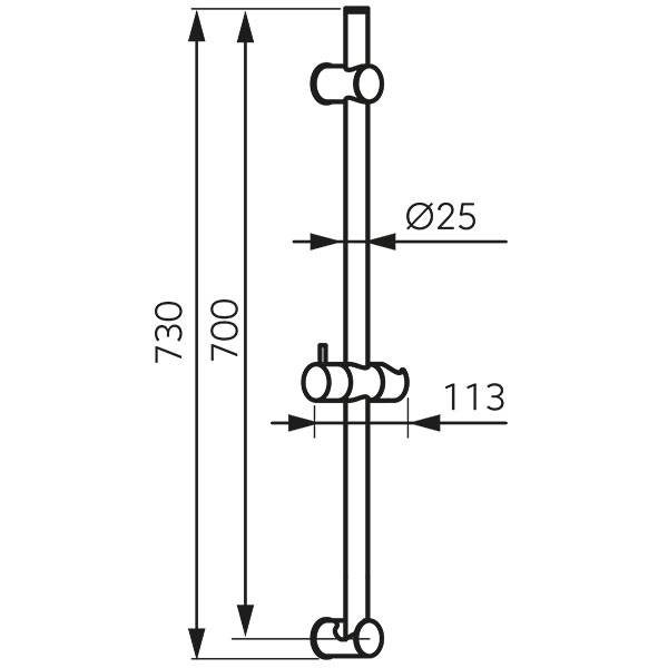 Phila - sliding shower bar, chrome