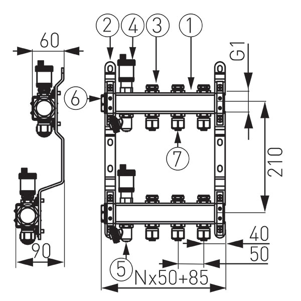 Distribuitor-colector tip SN-RO 1”