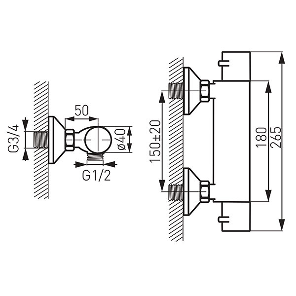 Varese - Wall-mounted shower mixer, chrome