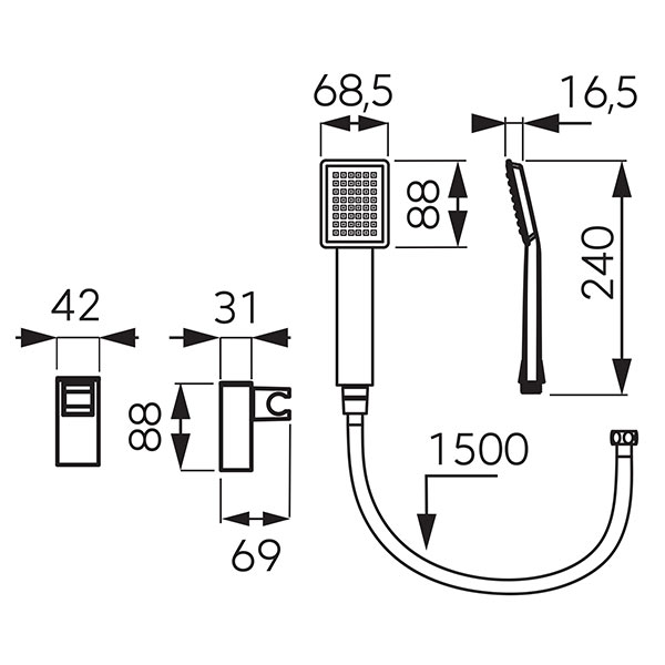 Sinus Black - spot shower set