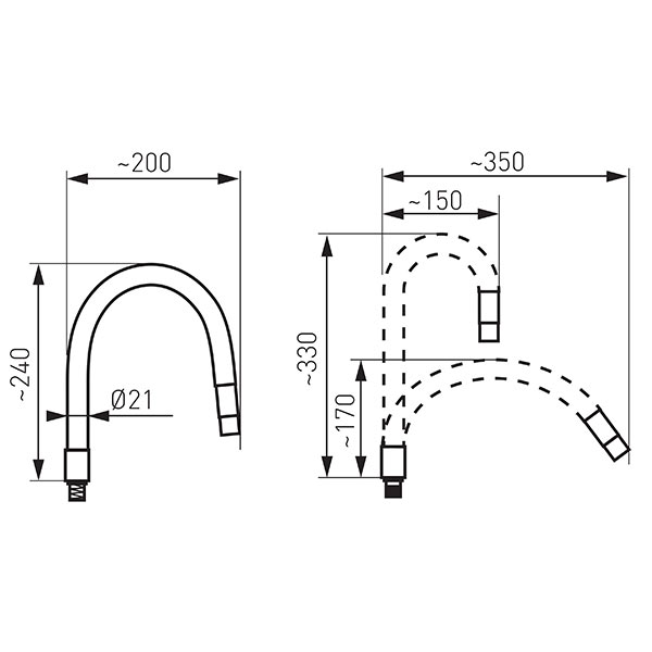 Elastico - flexible spout for sink mixers