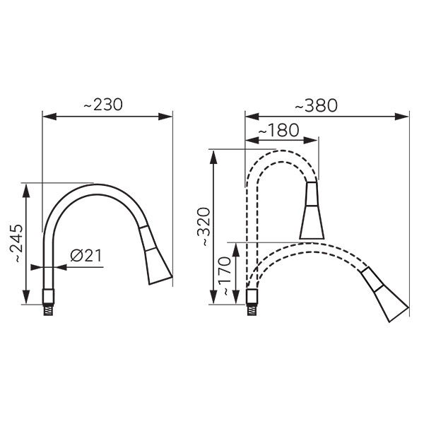 Elastico II - flexible spout for sink mixer, black