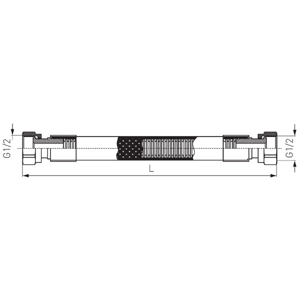 1/2” female - female gas hose with two rotating nuts and PVC sheath