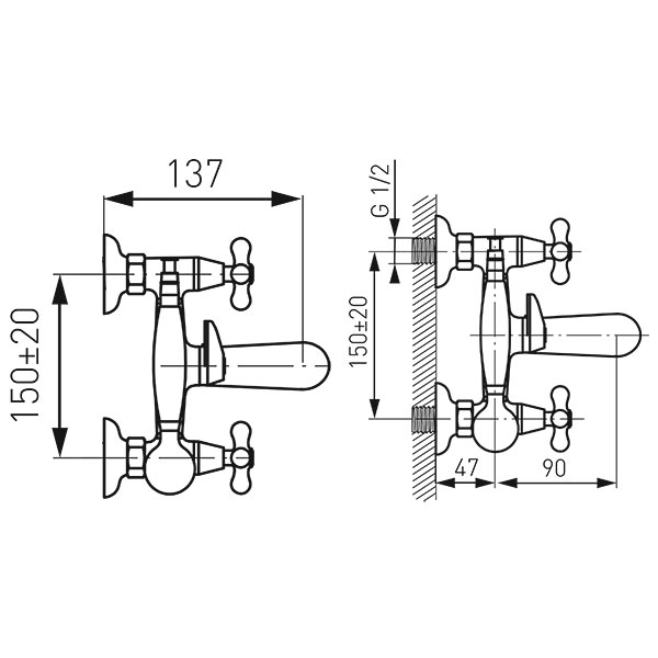 Retro New Wall-mounted bath mixer