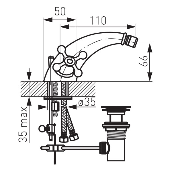 Retro New - Bidet standing mixer, chrome