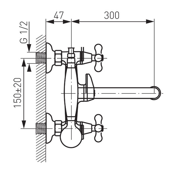 Retro Wall-mounted bath mixer