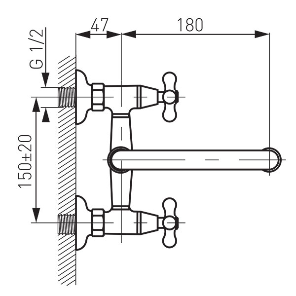 Retro Wall-mounted washbasin mixer