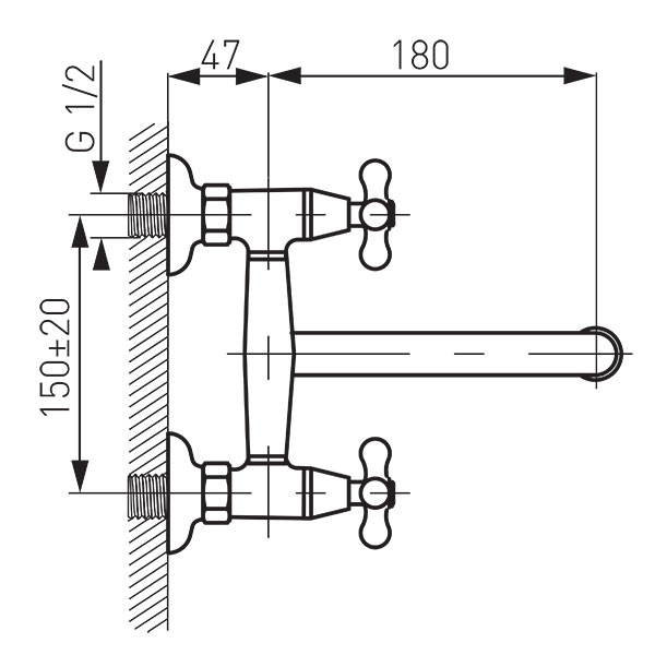 Retro Wall-mounted sink mixer