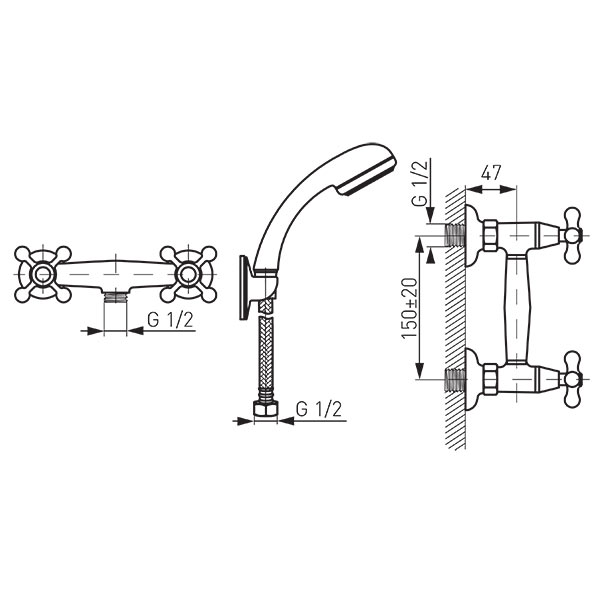 Wall-mounted shower mixer