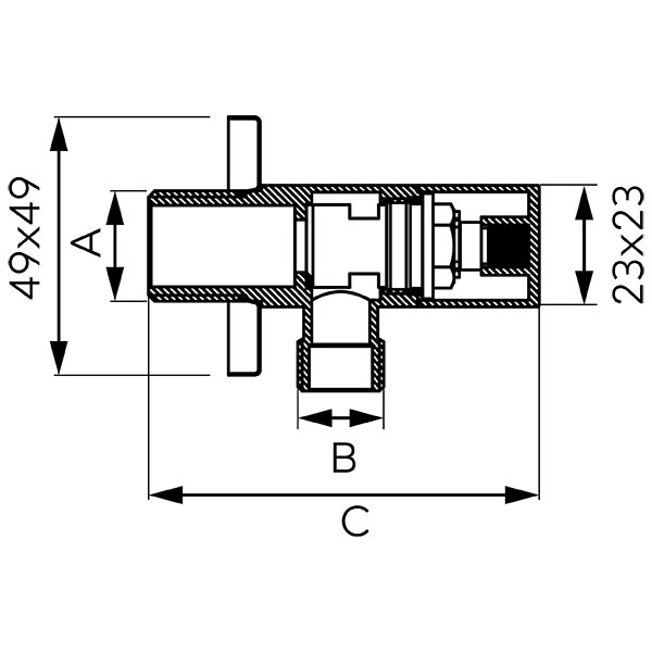 Angle valve with ceramic head and rosette