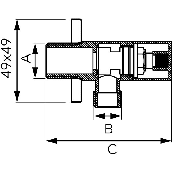 Quadro - angle valve with ceramic head and rosette