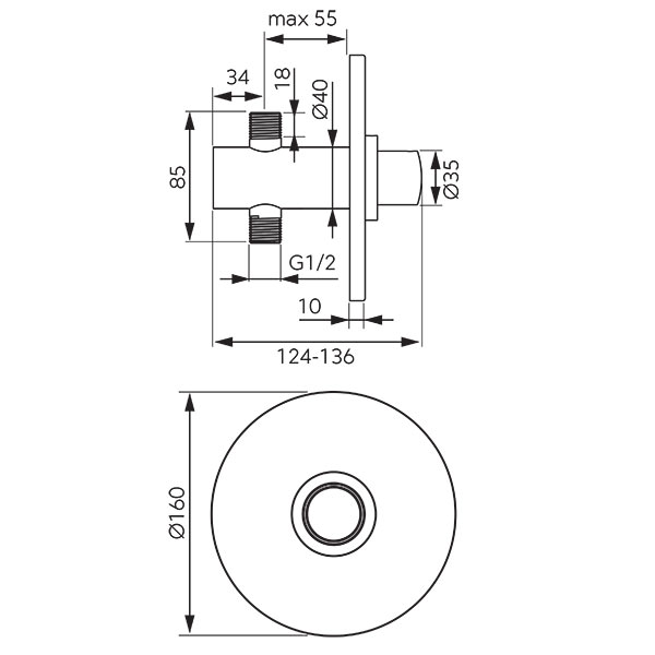 Presstige Pro - built-in shower valve with time flow control