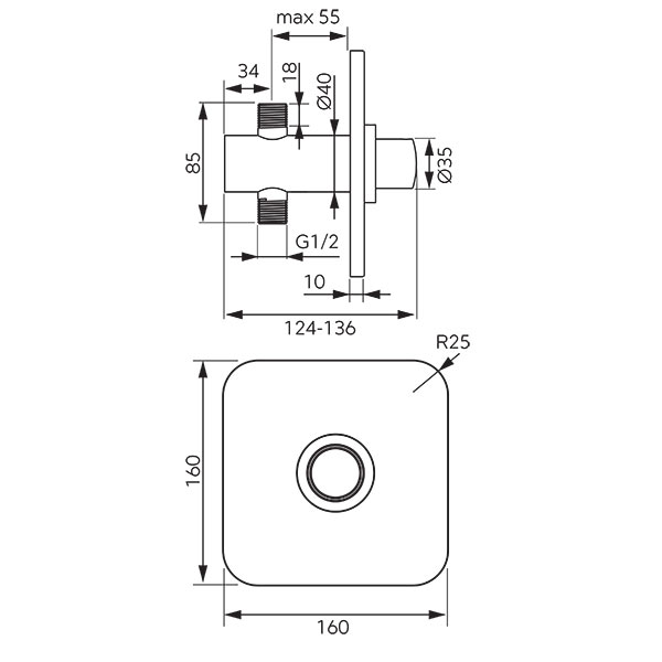 Presstige Pro - built-in shower valve with time flow control