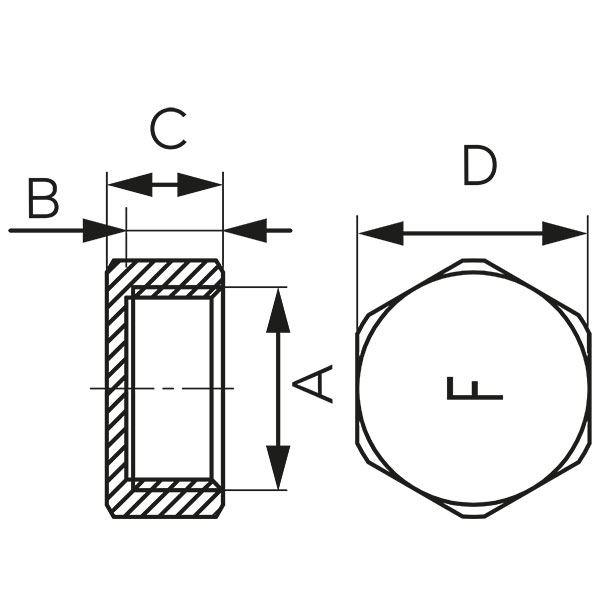Brass cap with flat gasket