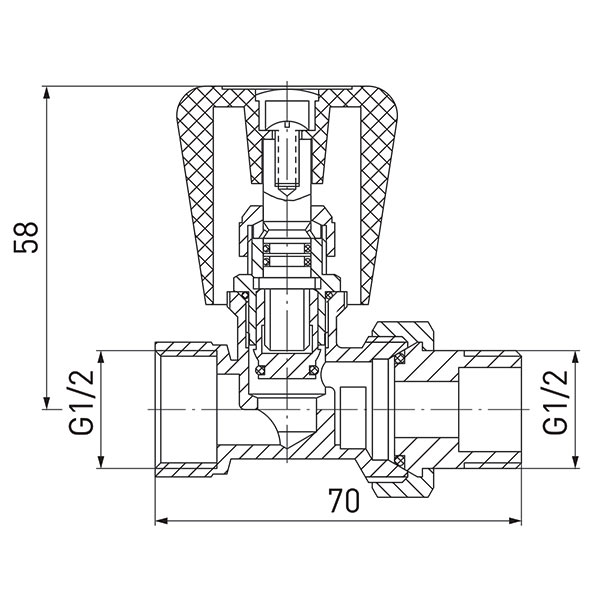 Straight radiator valve 1/2” with gland