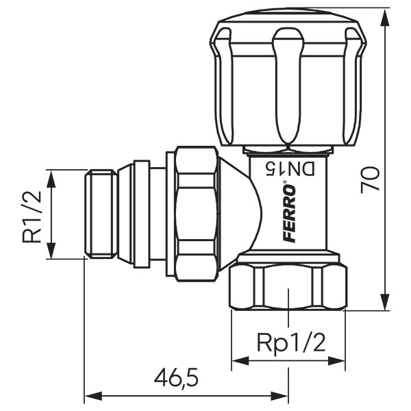 Angle radiator control valve