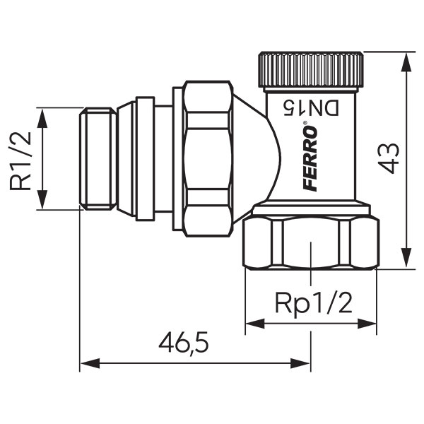 Angled radiator shut-off valve