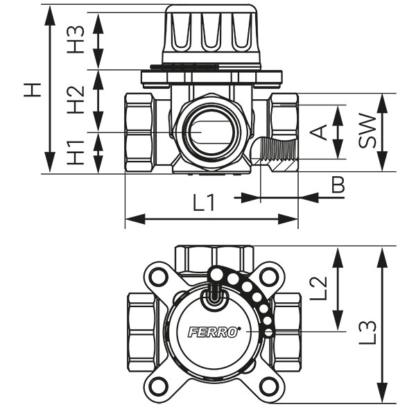 3-way mixing valve