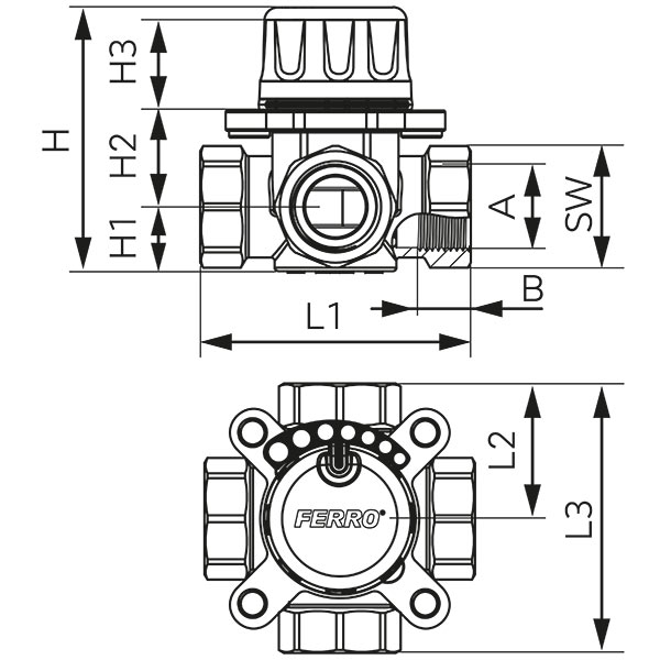 4-way mixing valve