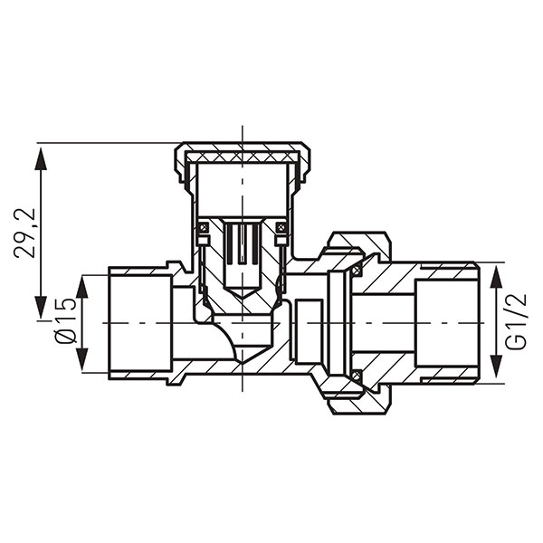 1/2” straight cut-off radiator valve for soldering