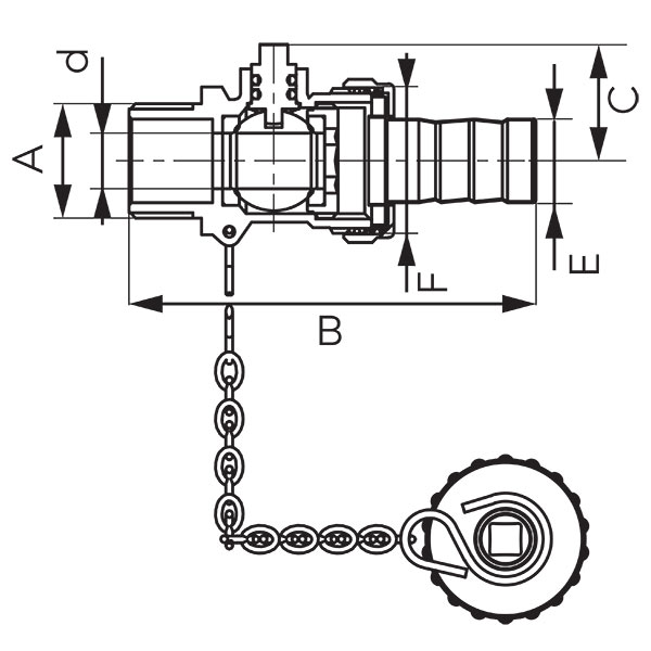 F-Comfort - Drain ball valve, male, cap handle