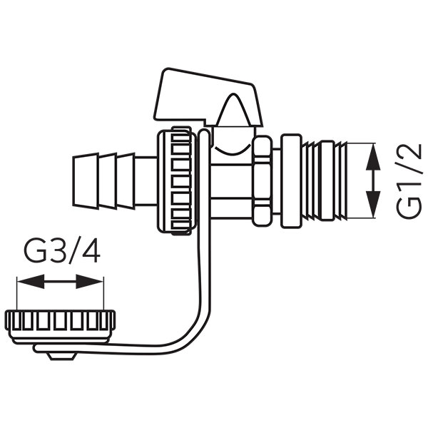 Szolár töltő-űrítőszelep 1/2", 150 °C, tömítéssel és kupakkal (PN10)