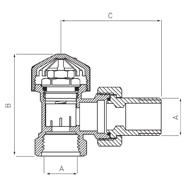 Thermostatic angle valve