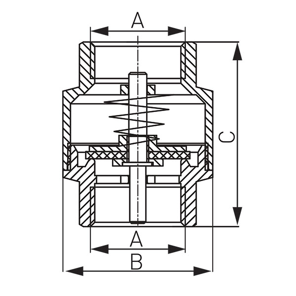 Check valve with brass closing element