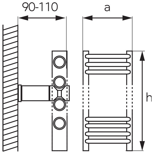 Bathroom heater - straight, white