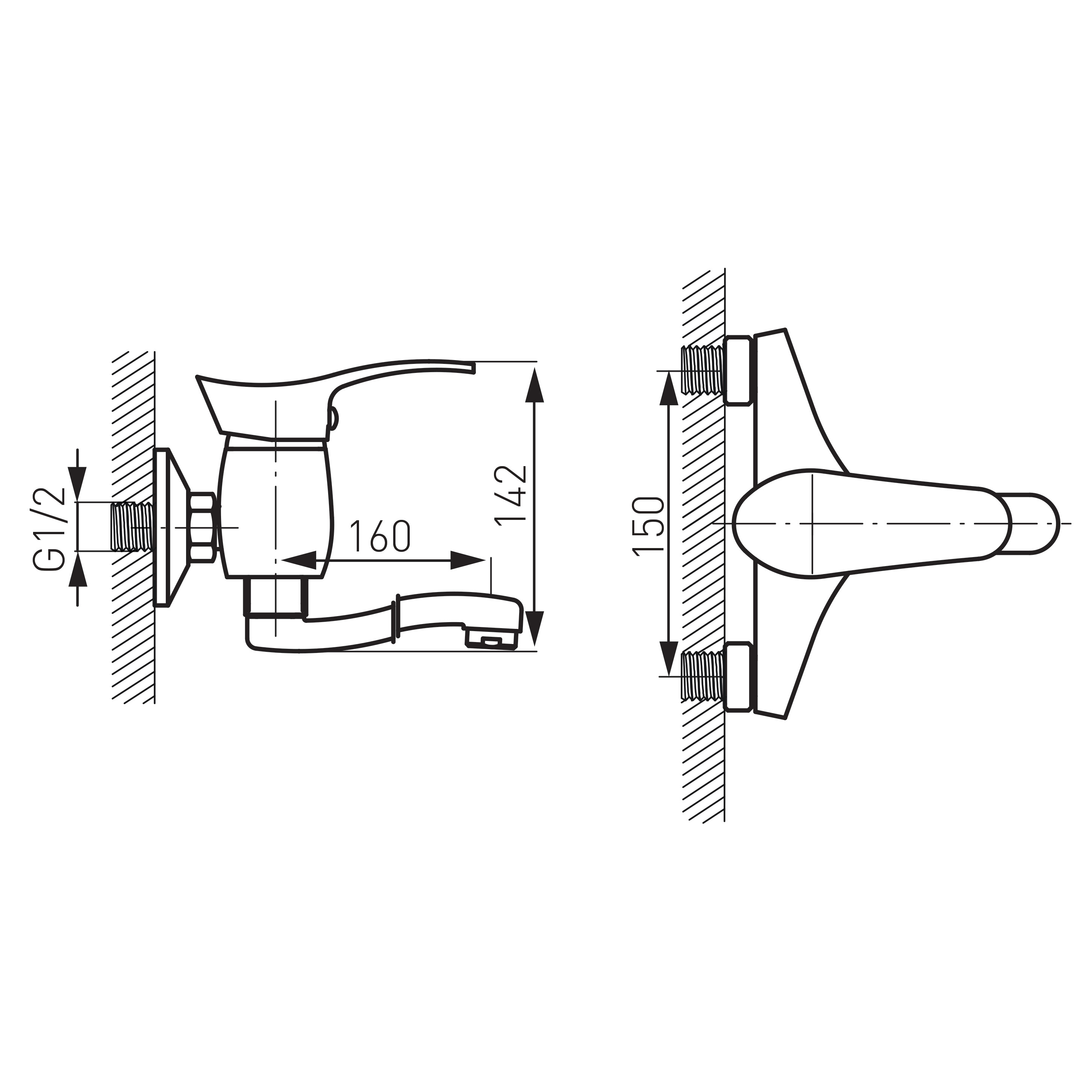 Смеситель для умывальника настенный Padwa