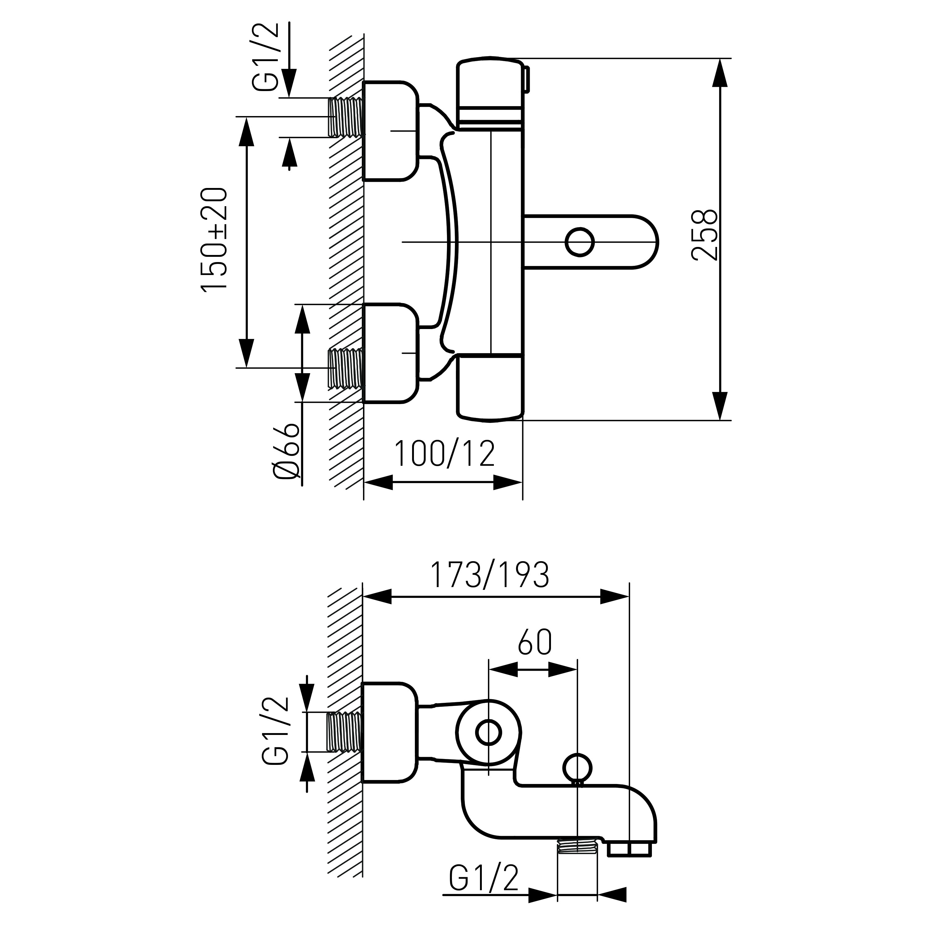 Wallmounted bath mixer