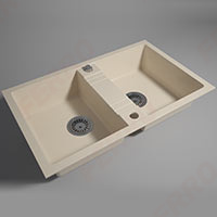 Mezzo II - Double kitchen sink 78x48 cm, sandy