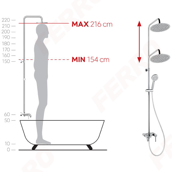 Fiesta - rainfall shower system and bath mixer