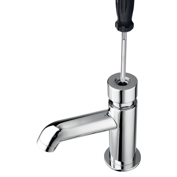 Presstige II automatic shut-off washbasin mixer with fl ow and temperature controllers