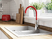 Zumba - standing sink mixer with flexible spout, red