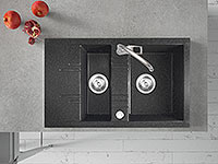 Mezzo II - Double kitchen sink 79x48 cm, graphite shine