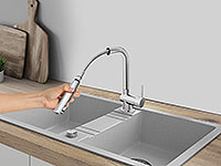 Mezzo II - Double kitchen sink 78x48 cm, grey