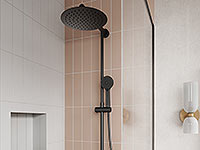 Trevi Black - rainfall with regular shower and thermostatic mixer