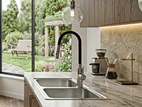 Distanza - Sink sensor mixer with flexible spout and 2-function aerator, black/chrome