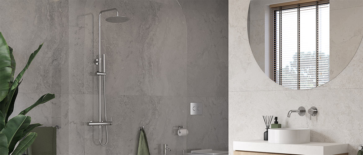 Rainfall with regular shower and mixer 